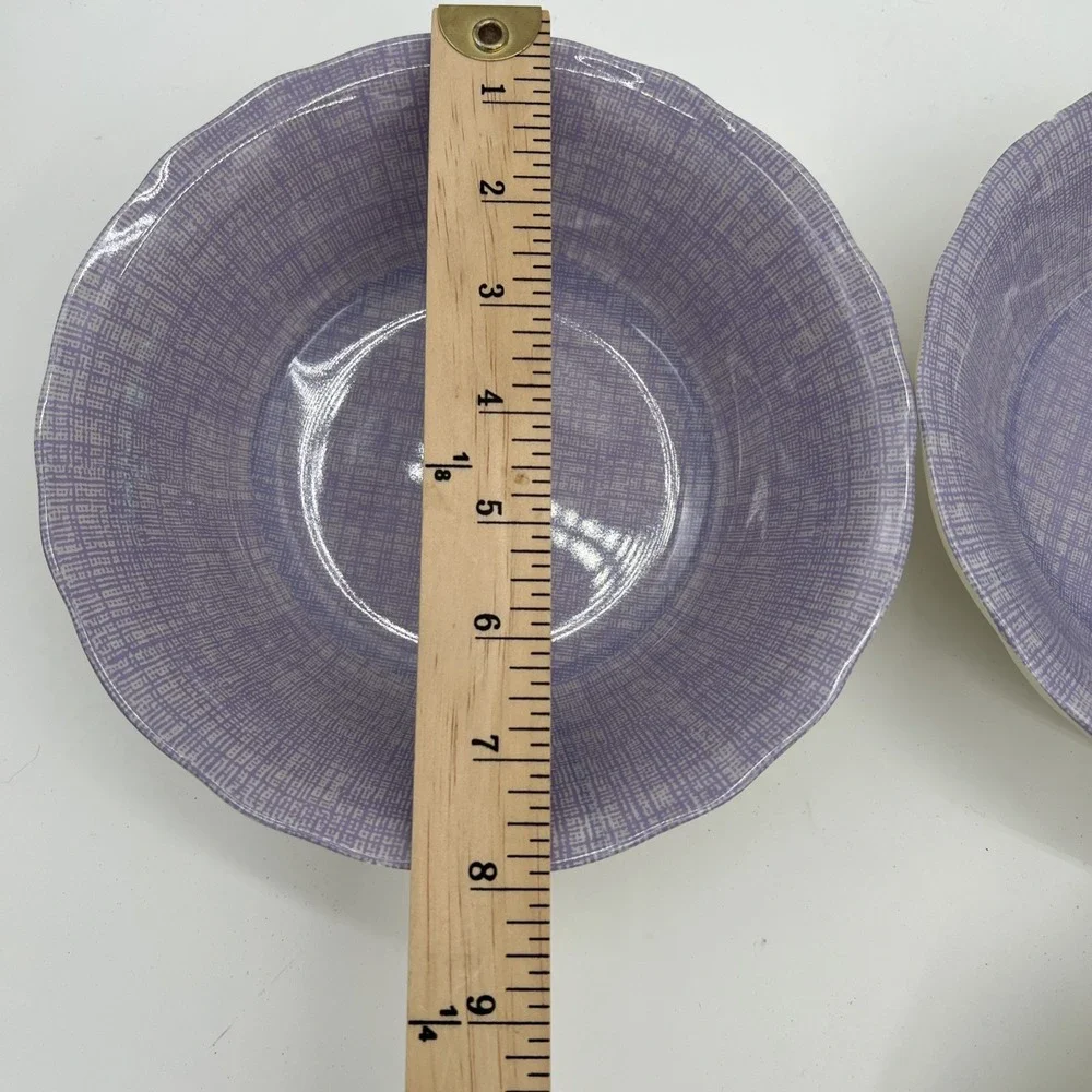 Target Home Melamine Bowls Purple White Plaid~Beige Bottom~ Set Of‎ 5~EUC